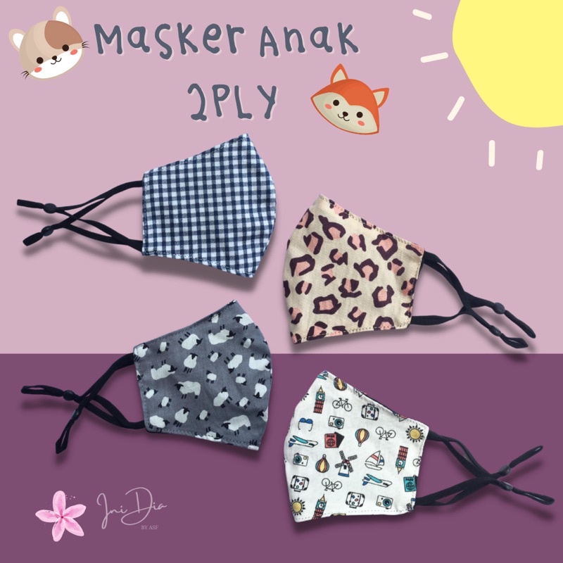 Masker Kain Anak bahan Katun Motif Karet Elastis