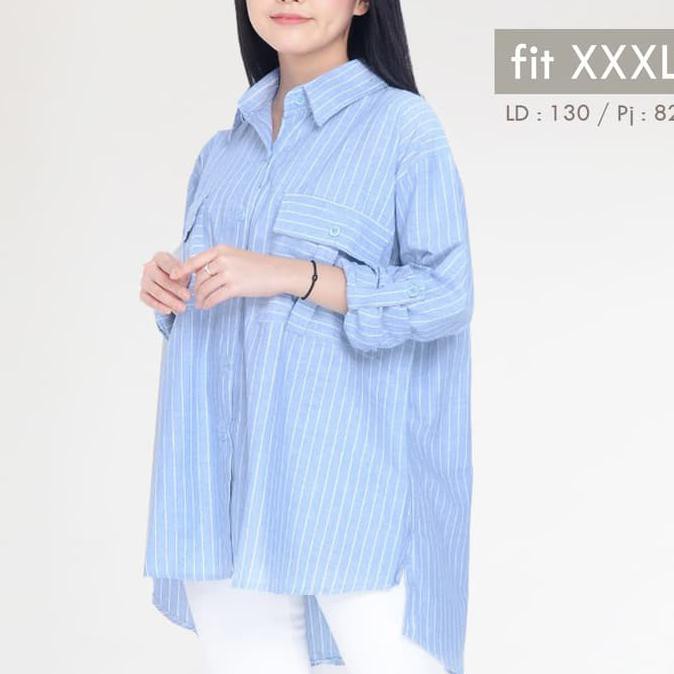 MDNpastelpingu LD 130 XXXL besar atasan wanita KEMEJA jumbo big size - Merah Muda | Women Fashion