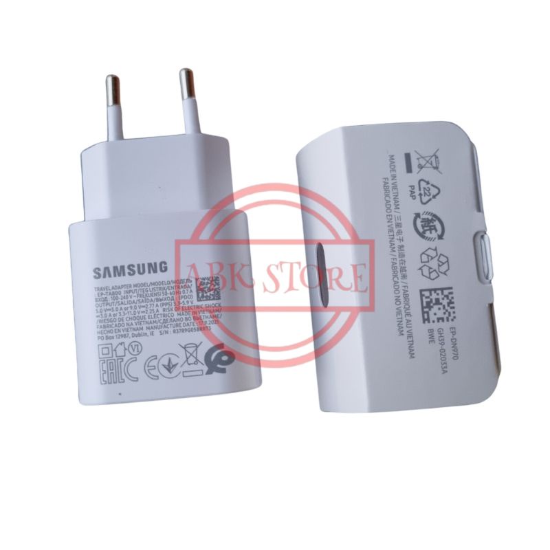 CHARGER SAMSUNG 25W GALAXY Z FOLD 2 / FOLD 3 / A72 / A52 / A52S USB TYPE-C SUPER FAST CHARGING ORIGINAL