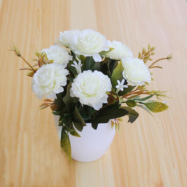 COD BUNGA PLASTIK BUNGA PAJANGAN IMITASI BUNGA ARTIFISIAL BUNGA MAWAR PEONY TANAMAN HIAS BP8838-PUTIH