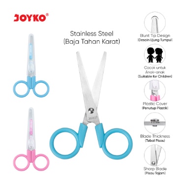 

SCISSORS JOYKO SC-21 GUNTING TAJAM STAINLESS STEEL BAJA TAHAN KARAT BIRU PINK KAIN RAMBUT KECIL KERTAS KARTON ATK MURAH PERLENGKAPAN SEKOLAH KANTOR ALAT TULIS