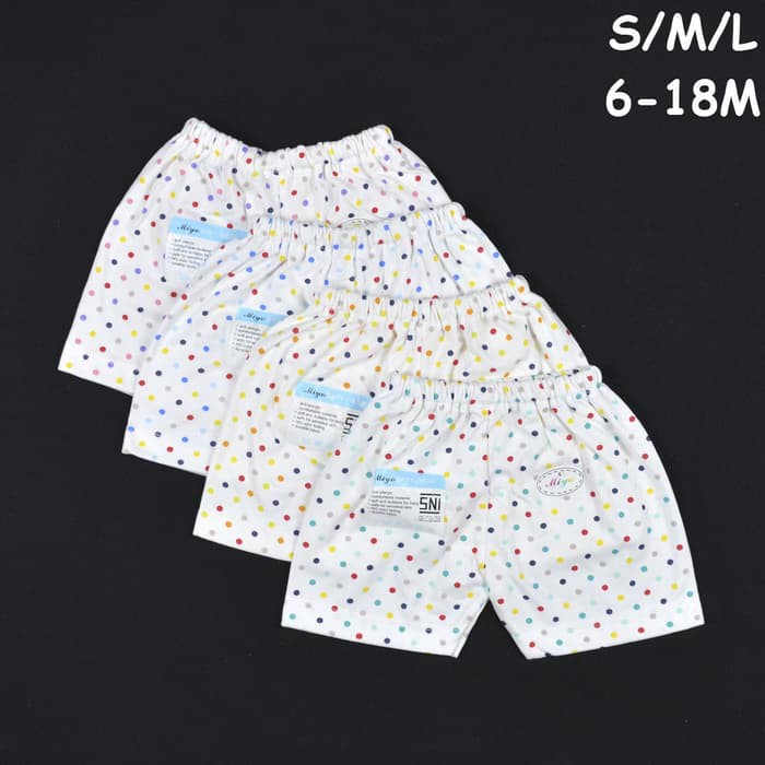 Setelan Libby MIYO 4 Pcs Celana Pendek Bayi/Baby Polkadot S,M,L (6-18M) - Size S Murah