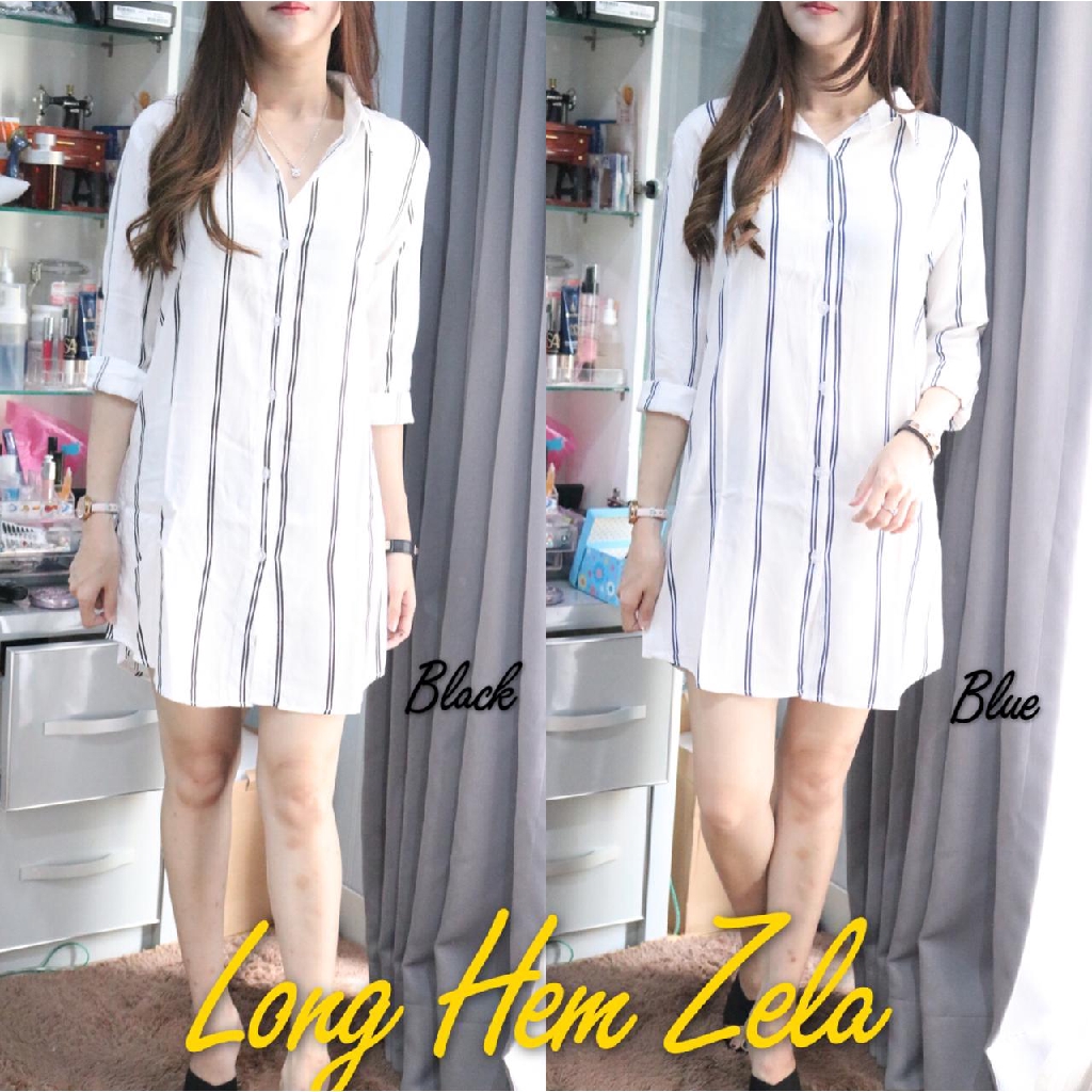 [Long Hem BC]Kemeja wanita cotton rayon varian warna