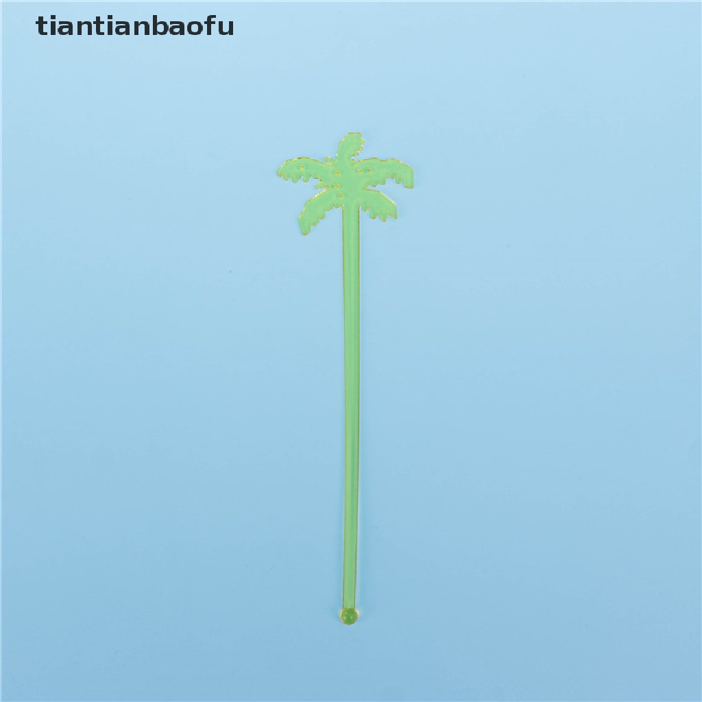 [tiantianbaofu] 50pcs Coconut Tree Cocktail Swizzle Sticks Drink Stirrer Coffee Muddler Puddler  Boutique