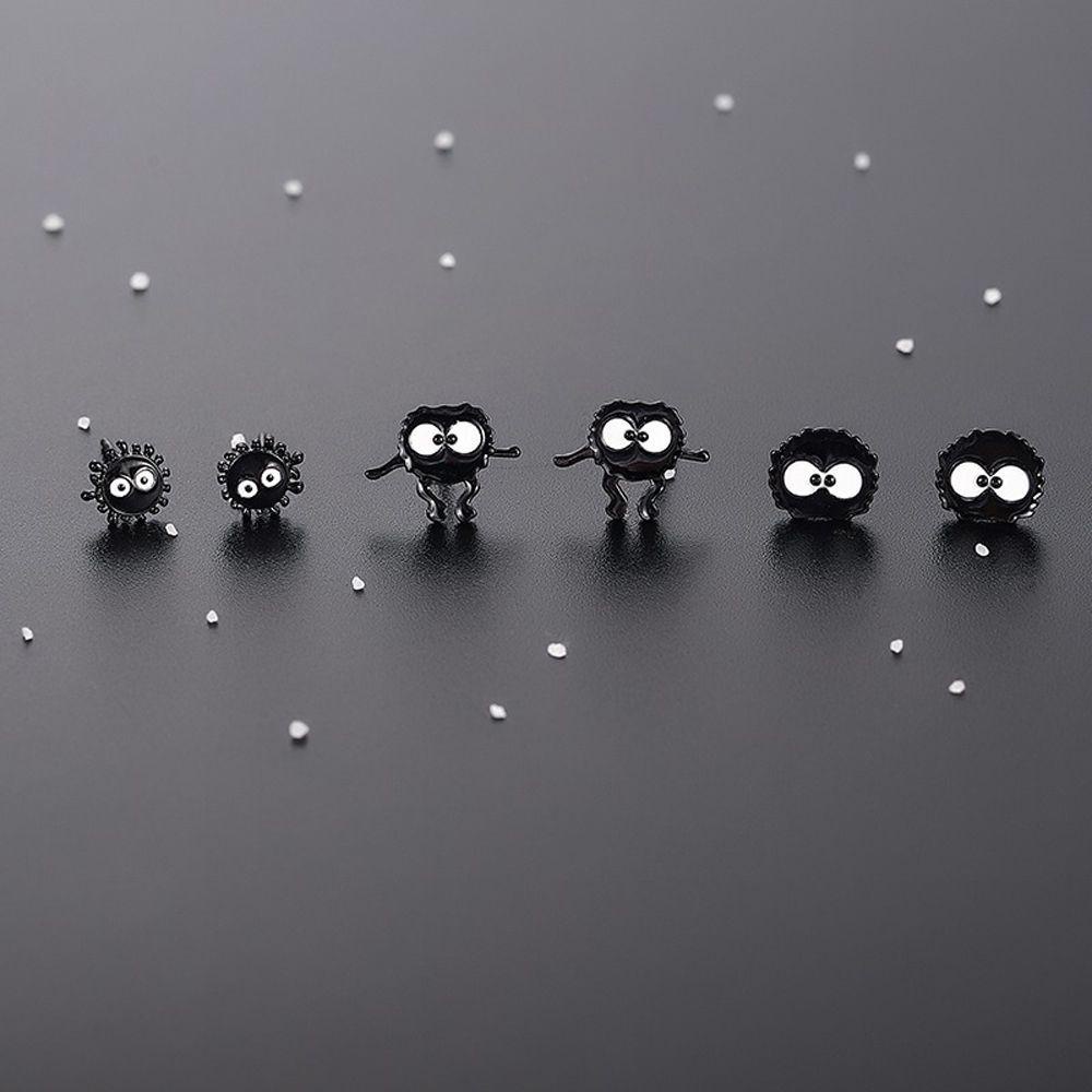 [Elegan] Wanita Anting Kreatif Jepang Lucu Kawaii Hitam Tembaga Briket Anting