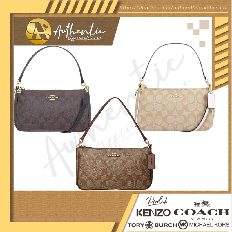 36674 ori coach Top Handle Pouch Signature tas bahu wanita tas tangan