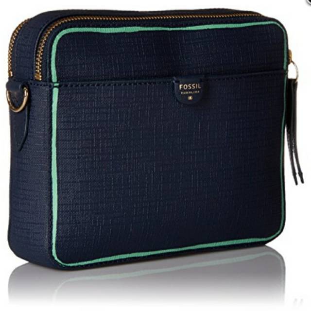 Fossil Women's Sydney Crossbody Bag Leather Cross-Body Baguette - Midnight Navy
