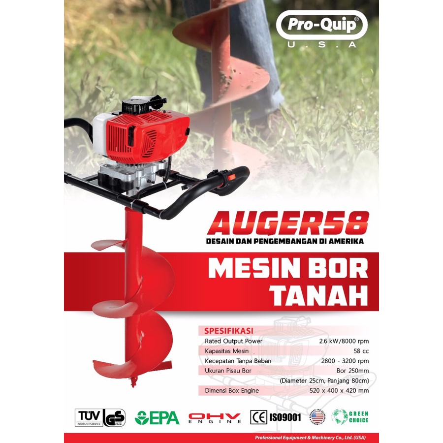 Mesin Bor tanah diameter 25 cm PROQUIP AUGER58