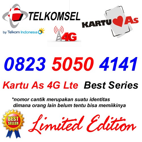 Telkomsel As 4G Lte 0823 5050 4141 Kartu Perdana Nomor Cantik