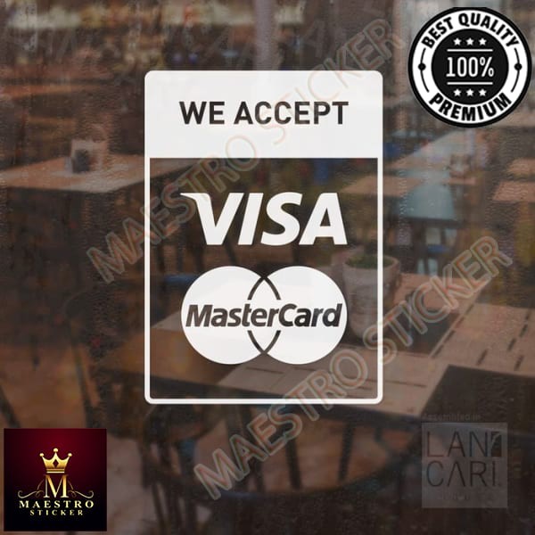 

M.STICKER Sticker Cutting Decal Visa Mastercard Kredit Card Stiker Wall Kaca - Putih