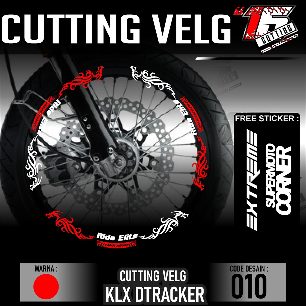 Stiker velg KLX DTRACKER list velkg desain supermoto KLX DTRACKER stiker velg motor KLX DTRACKER cod
