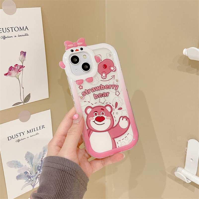 Soft Case Pelindung Lensa Bumper Motif Kartun Beruang Monster Untuk iPhone 14 13 12 11 Pro Max X Xr Xs Max 7 8 6 6s Plus SE 2020