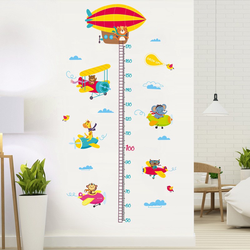 Reliza Wall Sticker Pengukur Tinggi Badan Balon Udara Helikopter Anak Grow Up Stiker Dinding LDR9315