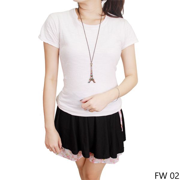 Kaos Polos Basic Wanita Lengan Pendek - Motif Slub Oneck / 100% Cotton Combed - FW (COMB)