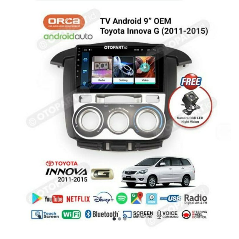 Head unit oem innova - tv android toyota innova - tv android orca adr9988 9 inch