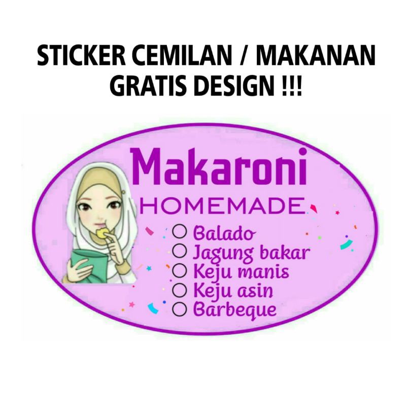 

Stiker cemilan/makanan gratis design (Minimal 100 PCS)