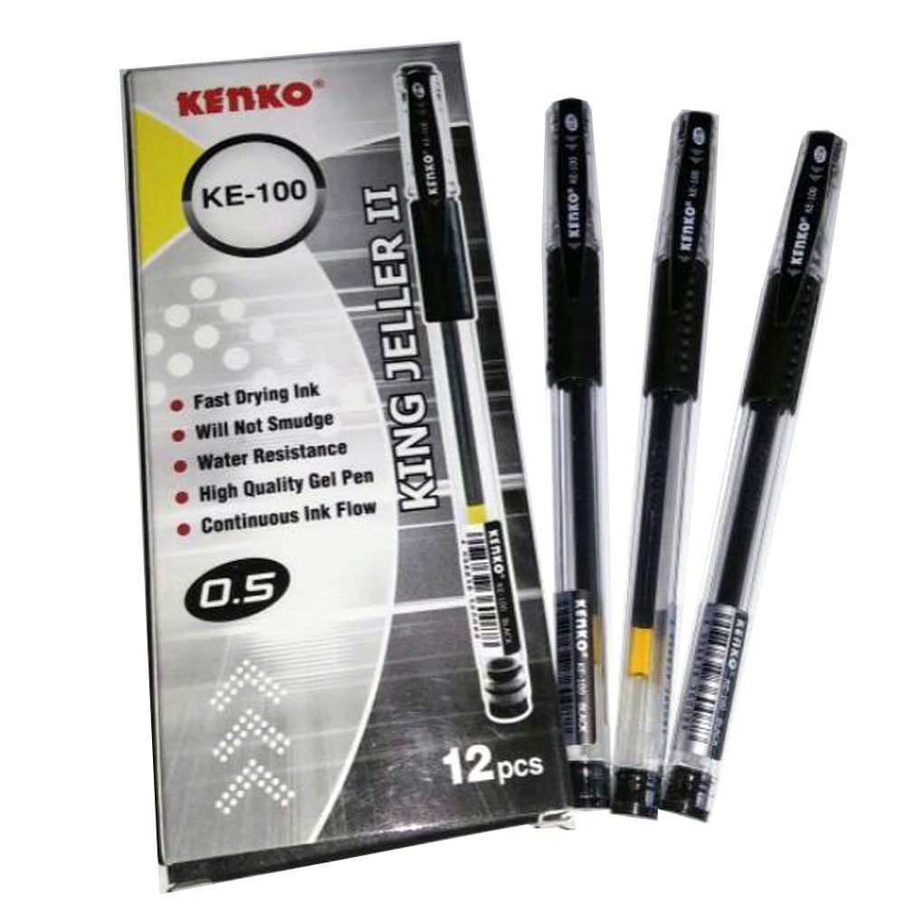 Pulpen Kenko 1 Pack (12 pcs) Bolpen Gel Kenko KE-100 King Jeller II