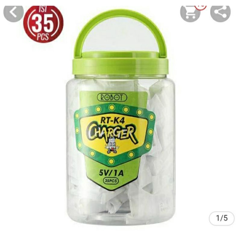 Robot RT K4 Charger White Batok Charger Kepala Charger Robot 1A 1 toples isi 35