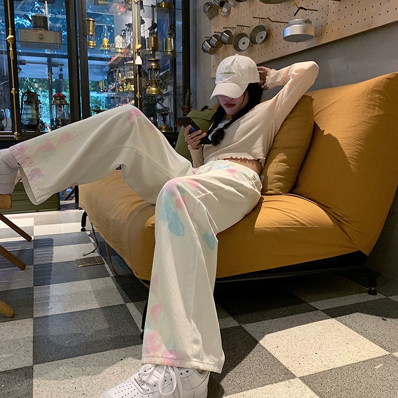 korean style new high waist warna celana jeans kekinian panjang celana kulot putih impor