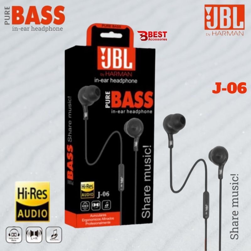 Headset JBL HD Sound Bass Stereo Earphone JBL Hires Audio with Microphone
