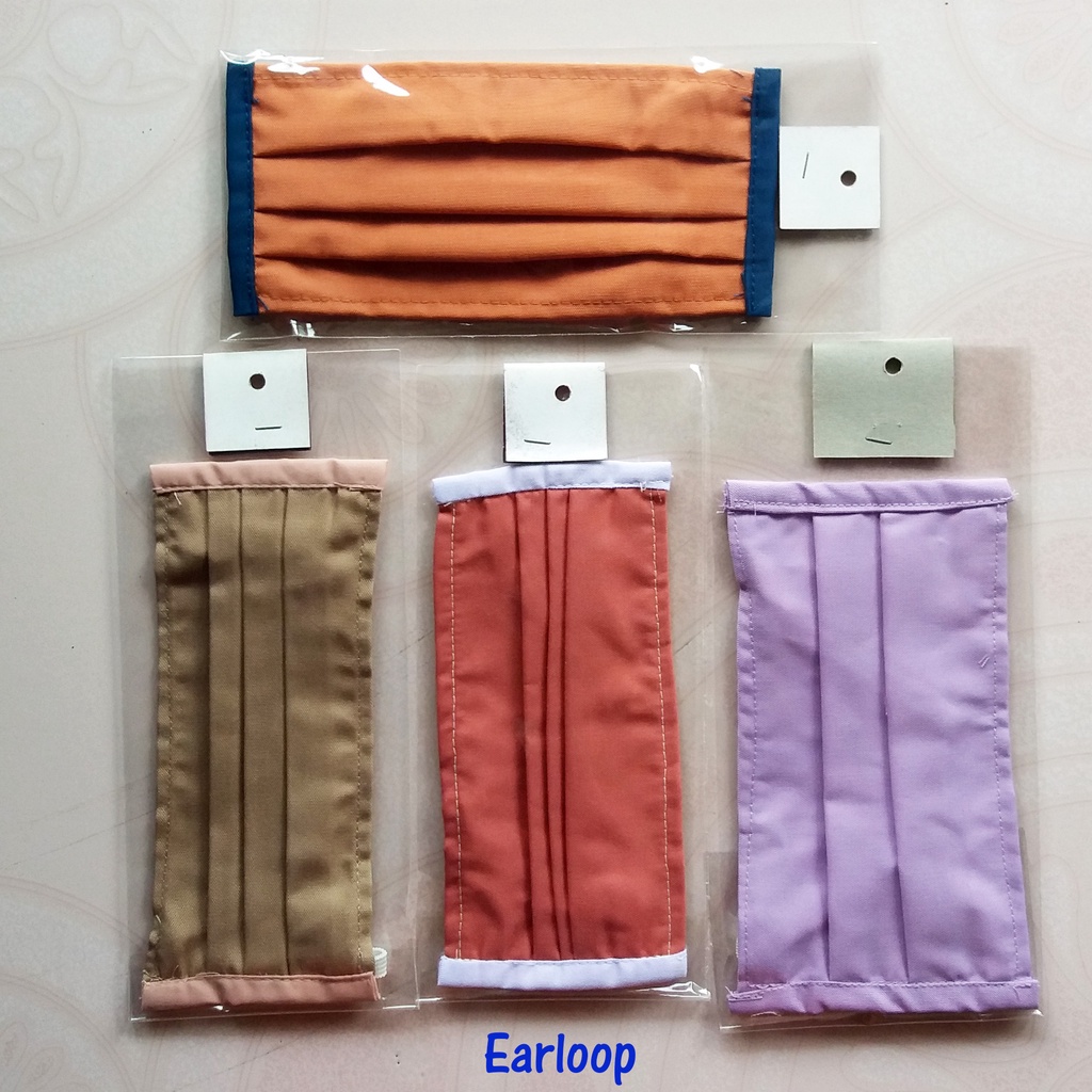 Masker Earloop Headloop Bahan Kain Katun Hijab Polos Dewasa High Quality Bisa Dicuci