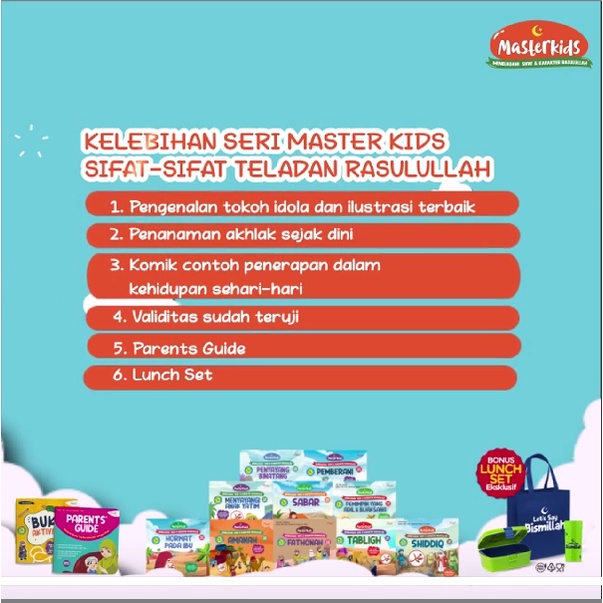 Buku Masterkids : Meneladani Karakter Rasulullah for Kids Edisi Ekslusif | Bonus Lunchset &amp; Goody bag