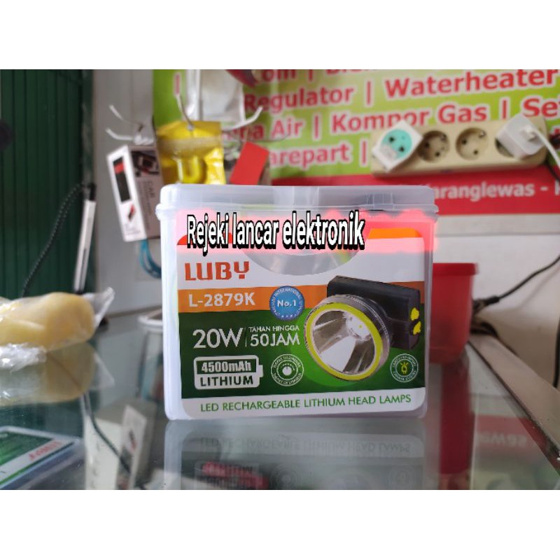 Senter kepala luby 20 Watt Nyala kuning dan putih Headlamp Luby L2879 2863