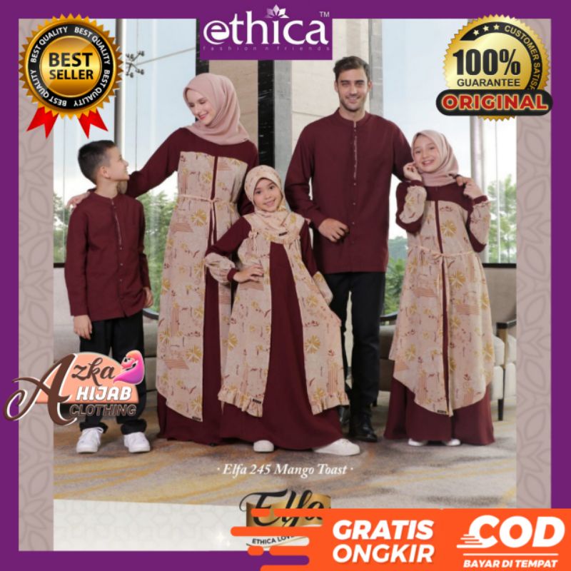 SARIMBIT ETHICA TERBARU 2023 ELFA 245 MANGO TOAST BAJU COUPEL / BAJU COUPLE KELUARGA / BAJU MUSLIM C