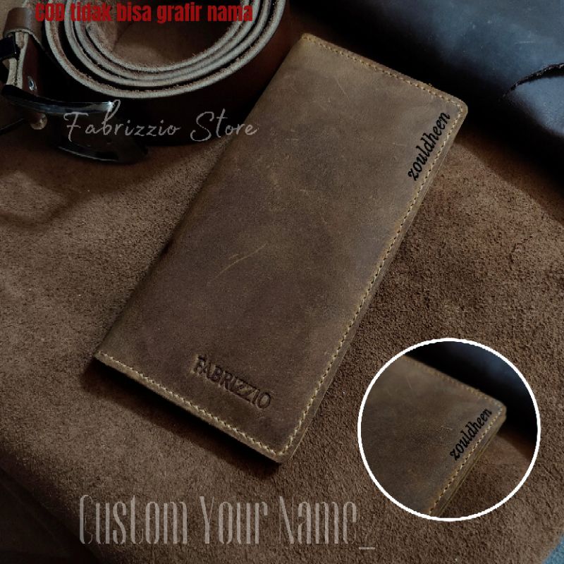 dompet panjang fabrizzio thin wallet tipis kulit asli luar dalam