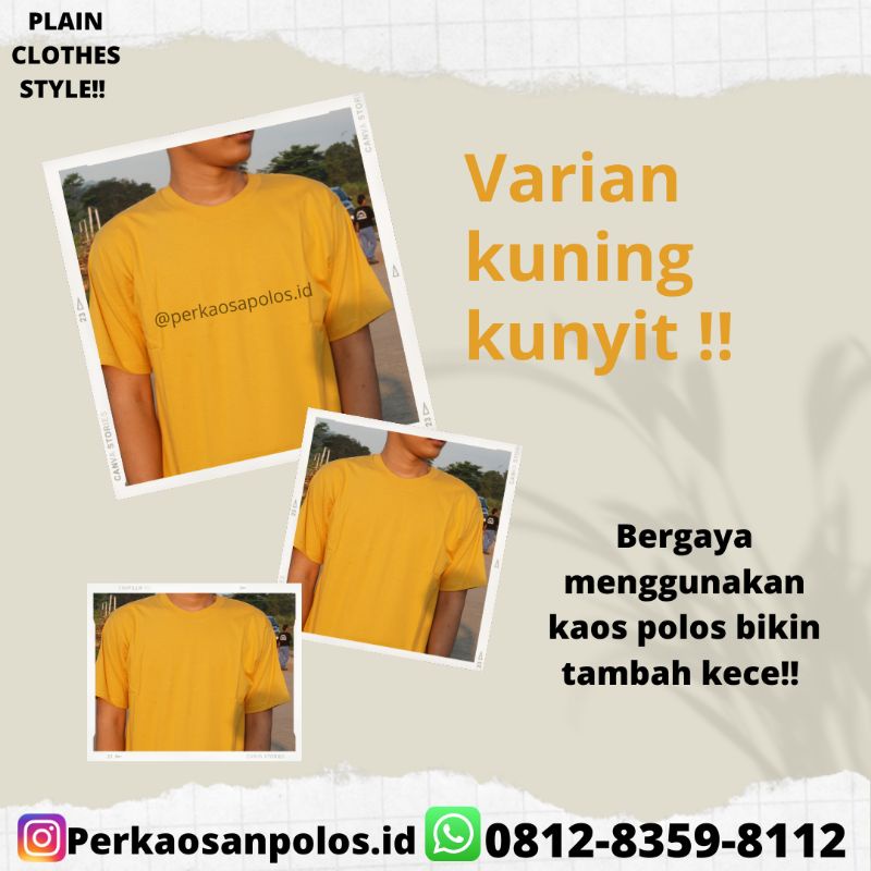 KAOS POLOS MURAH VARIAN KUNING KUNYIT