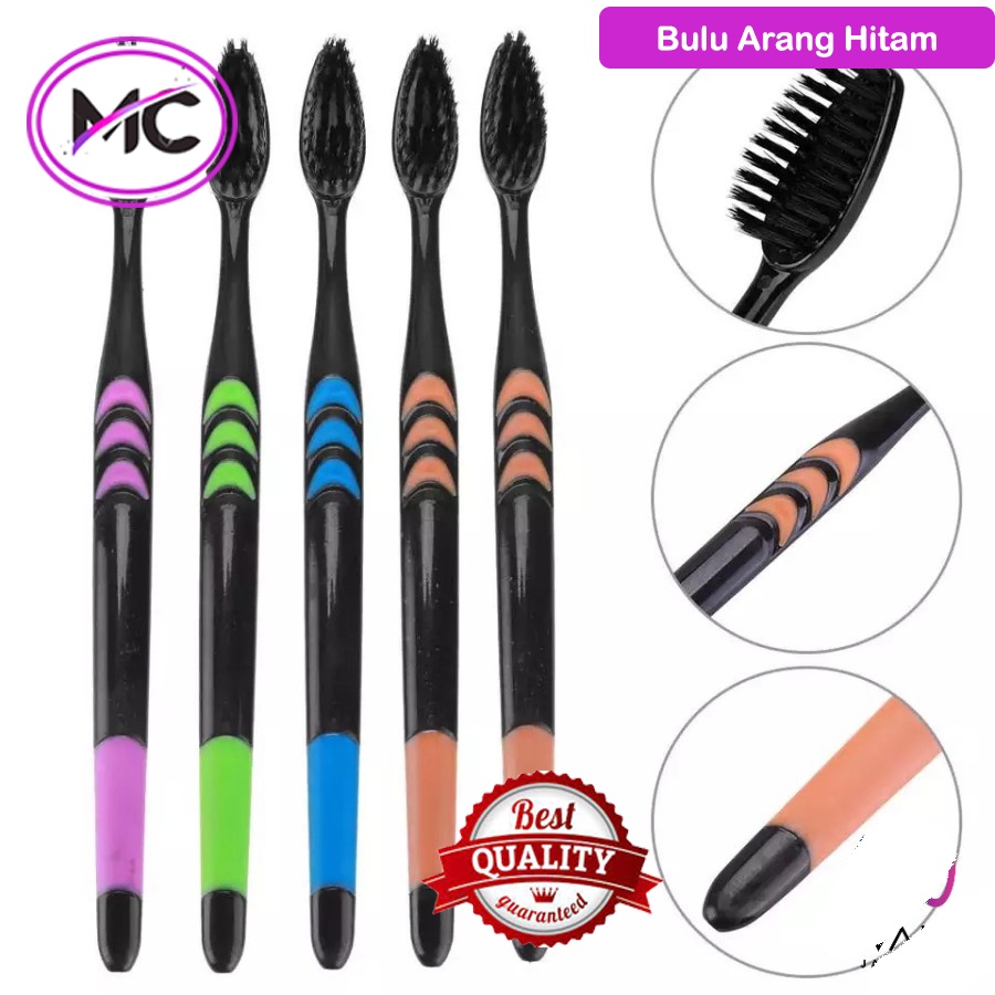 Sikat Gigi Charcoal Arang Bambu Toothbrush Bamboo Murah Bulu Lembut Murah