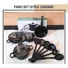 (3KG) SHENAR PANCI SET SPATULA / PANCI COOKWARE / PANCI WAJAN SET HITAM / PANCI SET HITAM / PERALATAN MASAK / PERALATAN DAPUR