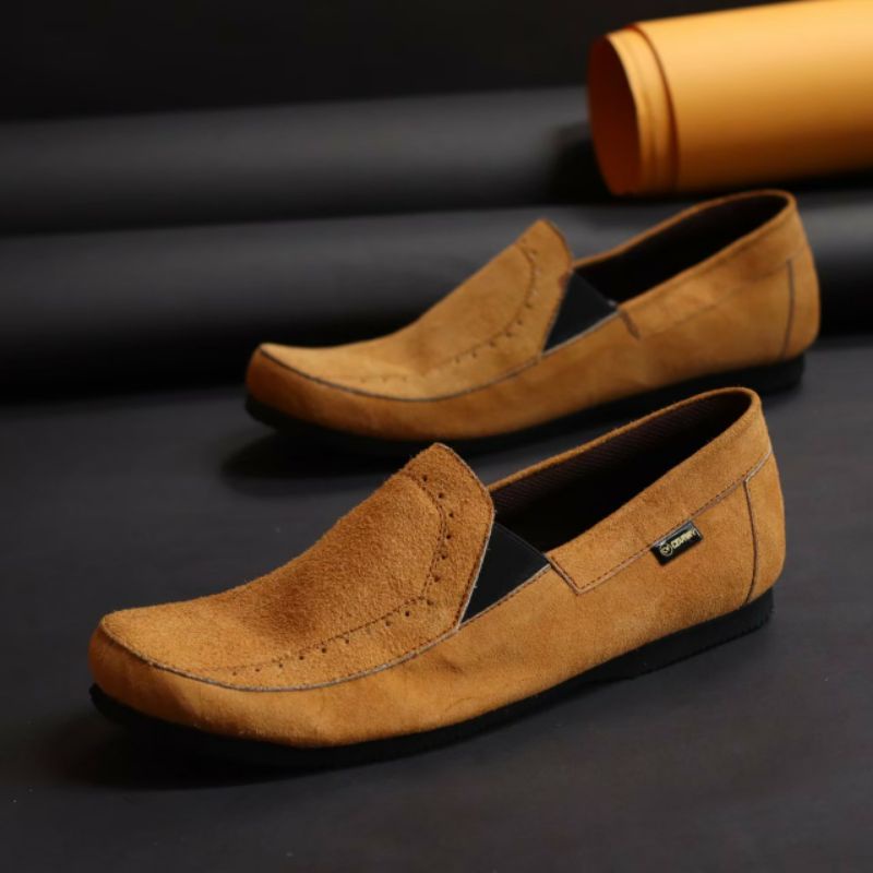 bungkusuku jester - Sepatu Kasual Pria Slip On Casual Kulit Suede Slop Santai Kerja Formal Modern Trendi