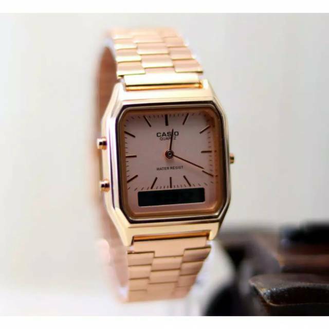 Jam tangan wanita Casio Quartz AQ230 rantai