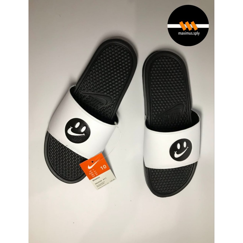 nike benassi smiley face