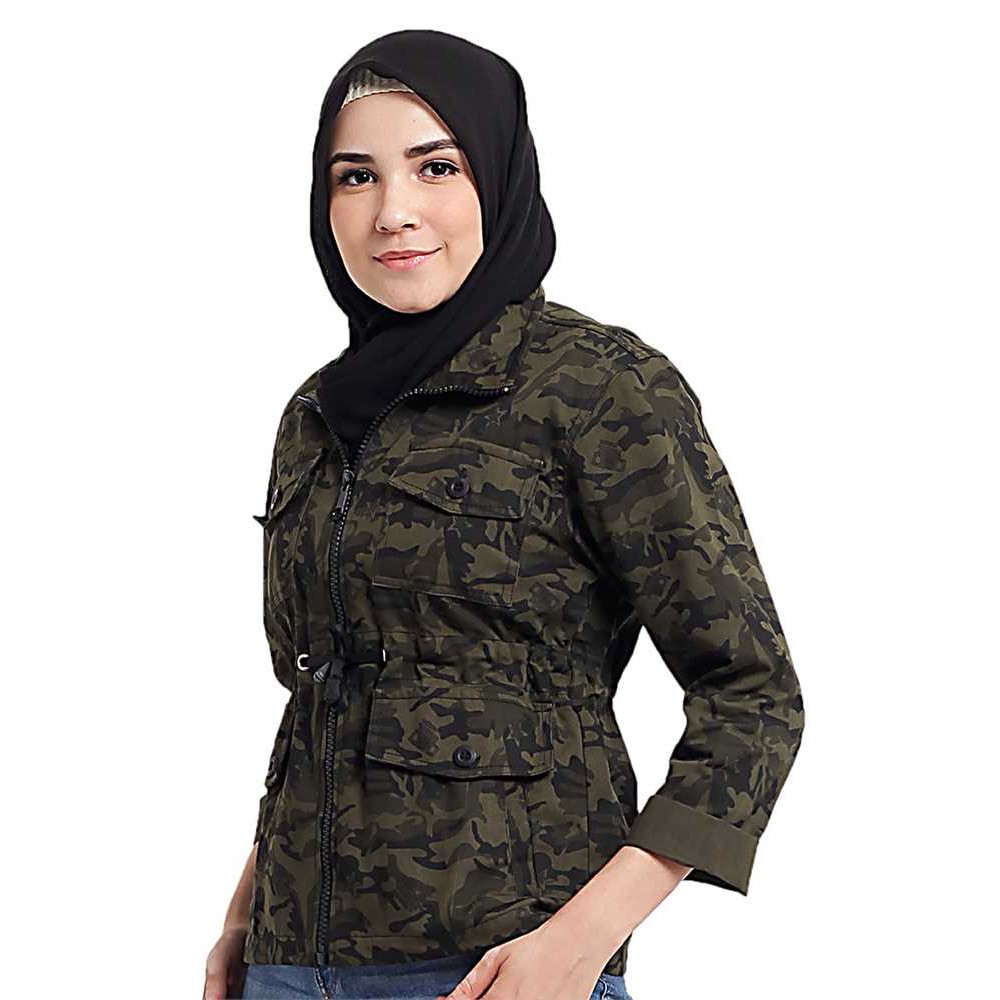 Jaket Wanita Motif Army Loreng Tentara Casual buat Harian Fashion Show Carnaval Pawai 17an CBR22 271