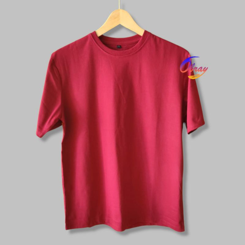 KAOS POLOS COTTON COMBED 24S [Tebal] LENGAN PENDEK Basic Tee Unisex OBRAYSTORE / T-shirt / Kaos Oblong / Baju Polos [Cewe Cowo]-Maroon
