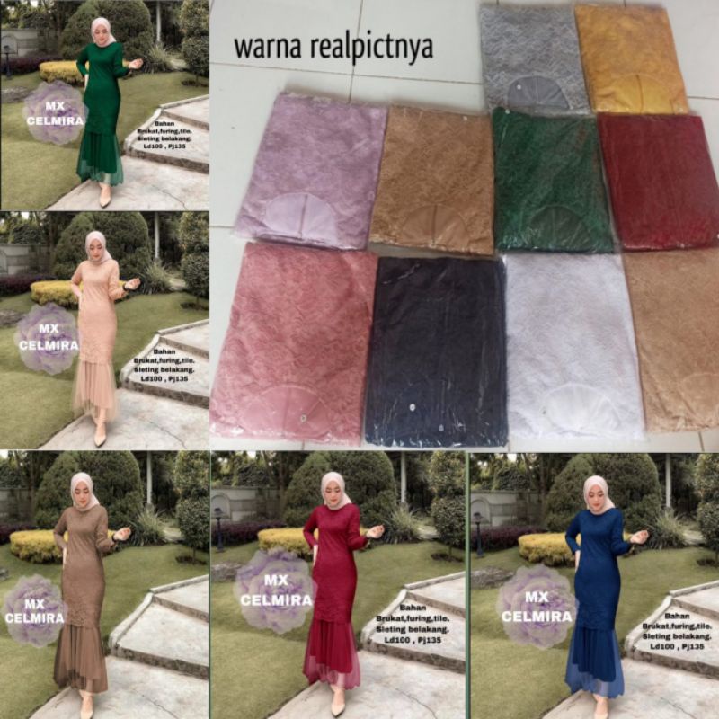 (TERMURAH BAHAN PREMIUM)MAXI CELMIRA DUYUNG BRUKAT TULANG GLITER PREMIUM/CELMIRA MAXI DUYUNG BRUKAT 