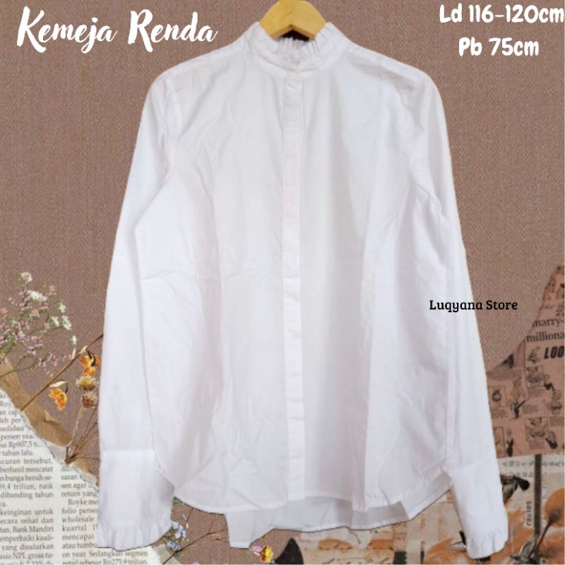 [COD] THRIFT/PL KEMEJA & BLOUSE PUTIH RUFFLE WANITA | KEMEJA & BLOUSE KOREAN SYLE | KEMEJA KERJA WAN