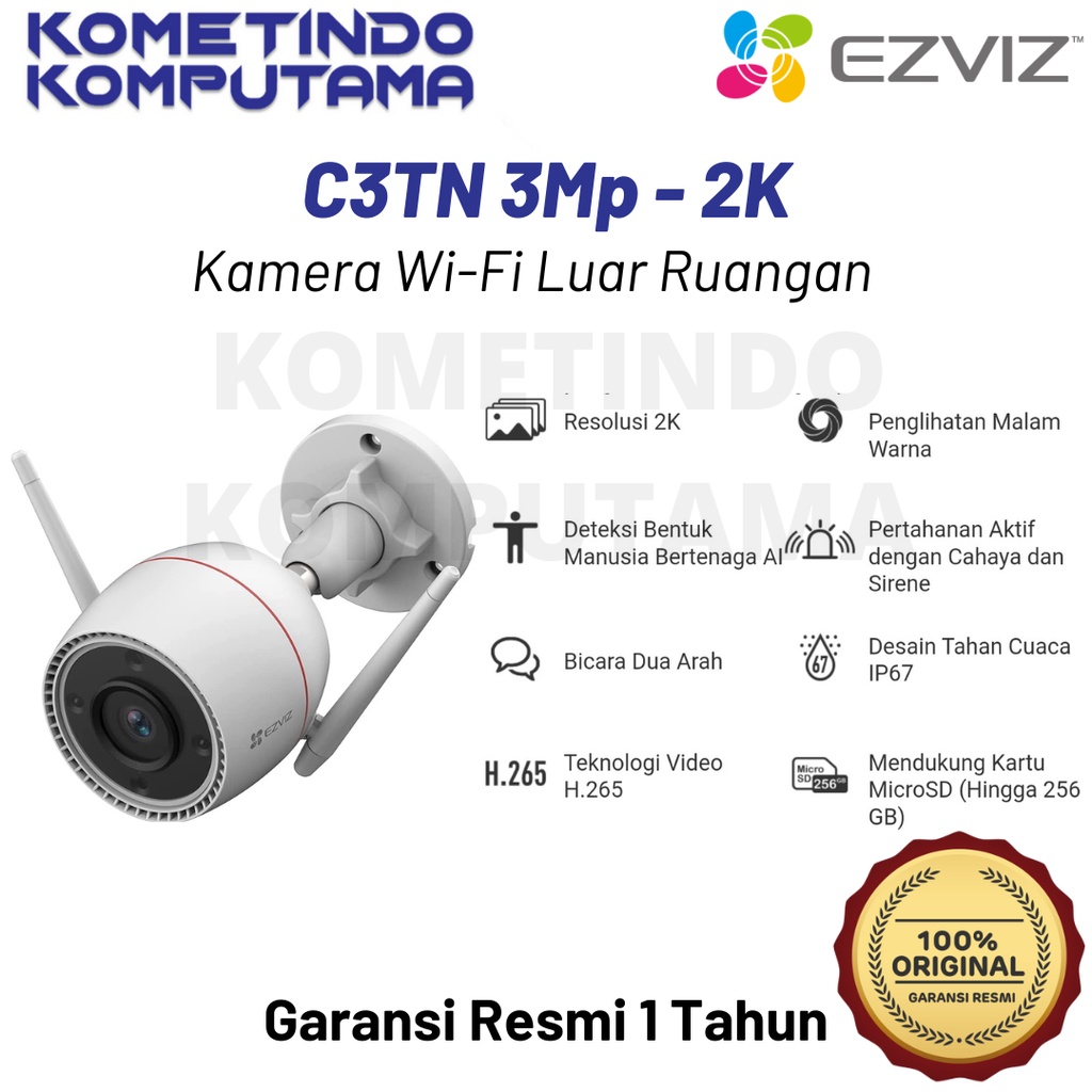 C3TN 2K 3MP EZVIZ OUT DOOR Smart Wireless IP Camera CCTV GARANSI RESMI 100% ORIGINAL