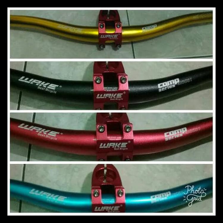 ORIGINAL Paket termurah stem+stang handlebar WAKE 780mm Warna ANODIZE operasi - Merah