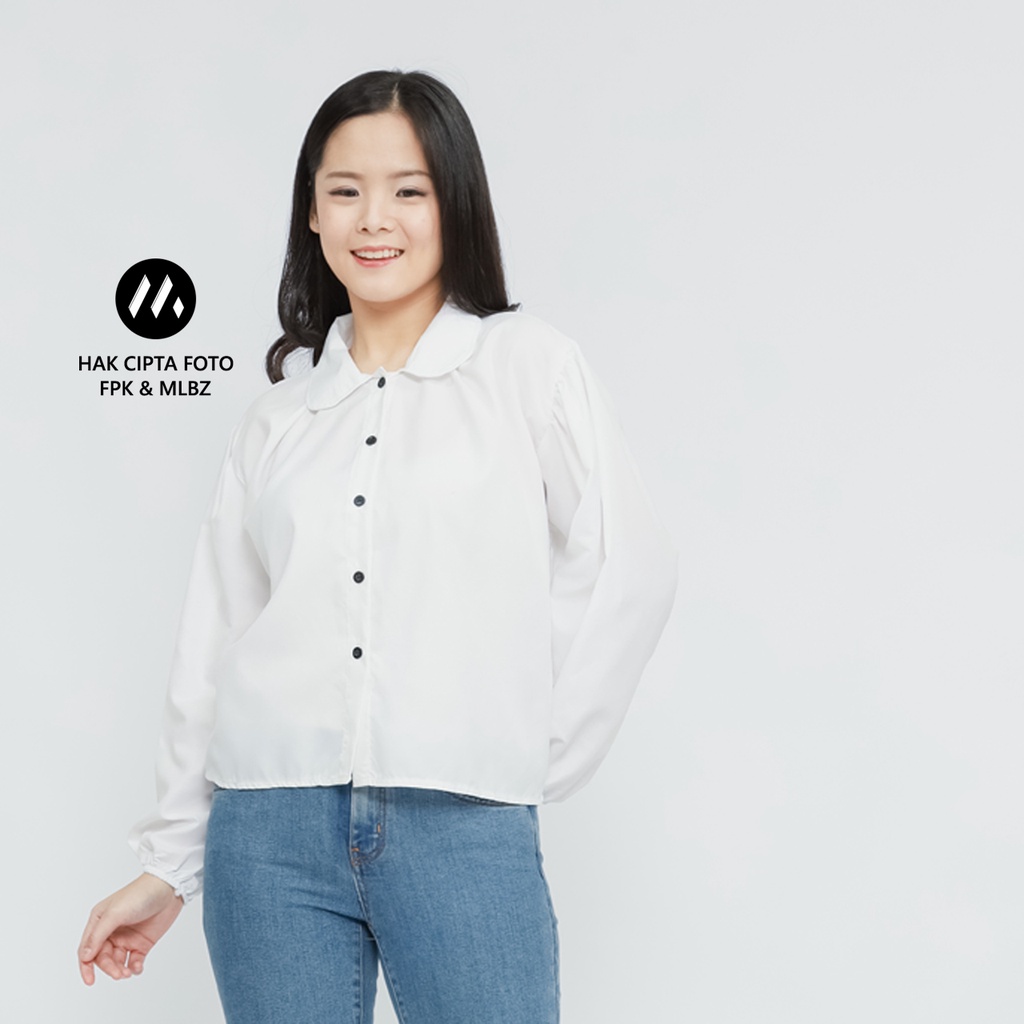 LUMINA Baju CropTop Atasan Kemeja Blouse Croptop Lengan Panjang Putih Wanita katun Jumbo Malabiz Kemeja Kerja Kantor formal warna Putih Baju Kerja Wanita Warna Putih Baju Kemeja Wanita Bahan katun Putih