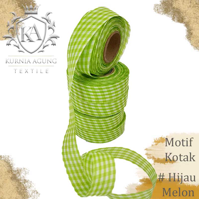 Pita Kain Kotak 1 Inch / Pita Motif Kotak Kotak 2.5cm Bungkus Kado Souvenir dijual ROLL