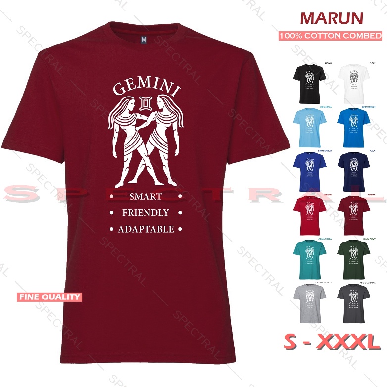 Spectral - Kaos Pria Wanita GEMINI Baju Distro Zodiak Ramalan Bintang Kembar Cewe Zodiac Keren Fashi