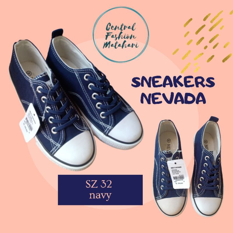 Nevada Sepatu sneakers tali hits sneaker anak pria wanita cowok cewek warna navy sz 32 original