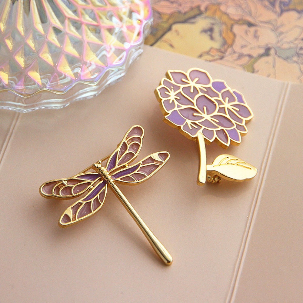 Needway  Enamel Badge Purple Collar Accessories Dragonfly Brooch Pin Trendy Party Animal Elegant Women Man Metal Fashion Jewelry