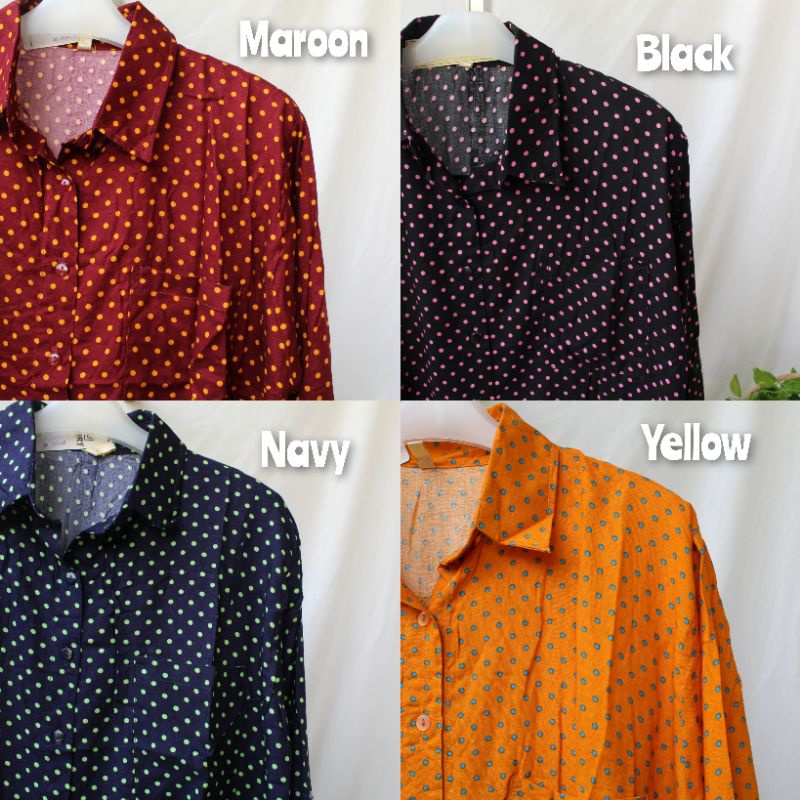 Kemeja Jumbo Wanita Motif Polkadot Bahan Rayon Premium Ld 120