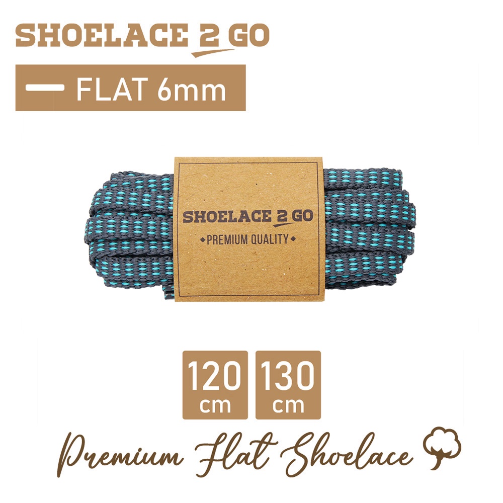 SHOELACE 2 GO PREMIUM TALI SEPATU MOTIF GEPENG PIPIH FLAT N7 GREY TOSCA - 120CM 130CM