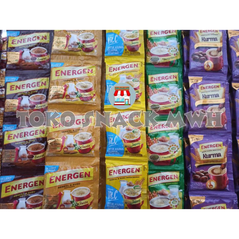

Energen Cokelat, Vanilla, Kacang Hijau, Jahe, Kurma,