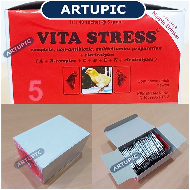 Vita Stress 5 gram Vitamin Elektrolit Multivitamin Ayam cegah vitastress burung bebek unggas